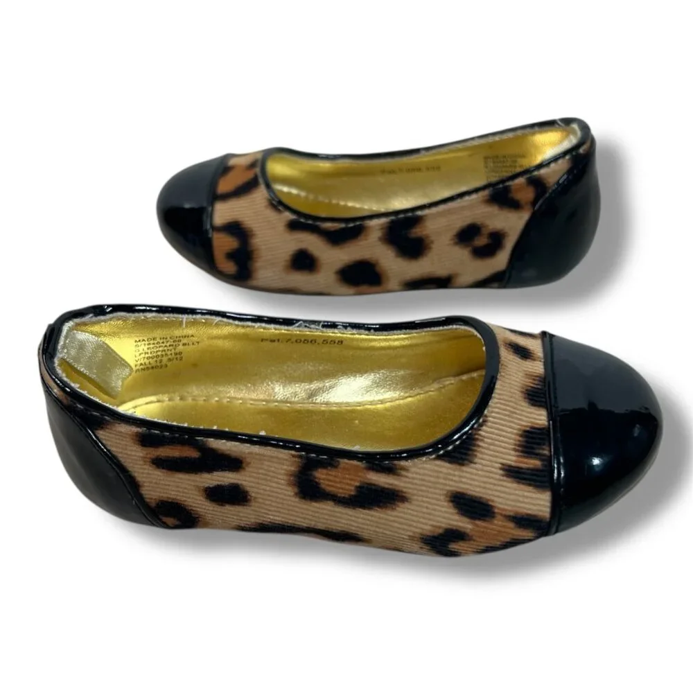 Gap Kids Leopard Ballet Flats Corduroy Patent Toddler Girls size‎ 7 Animal Print